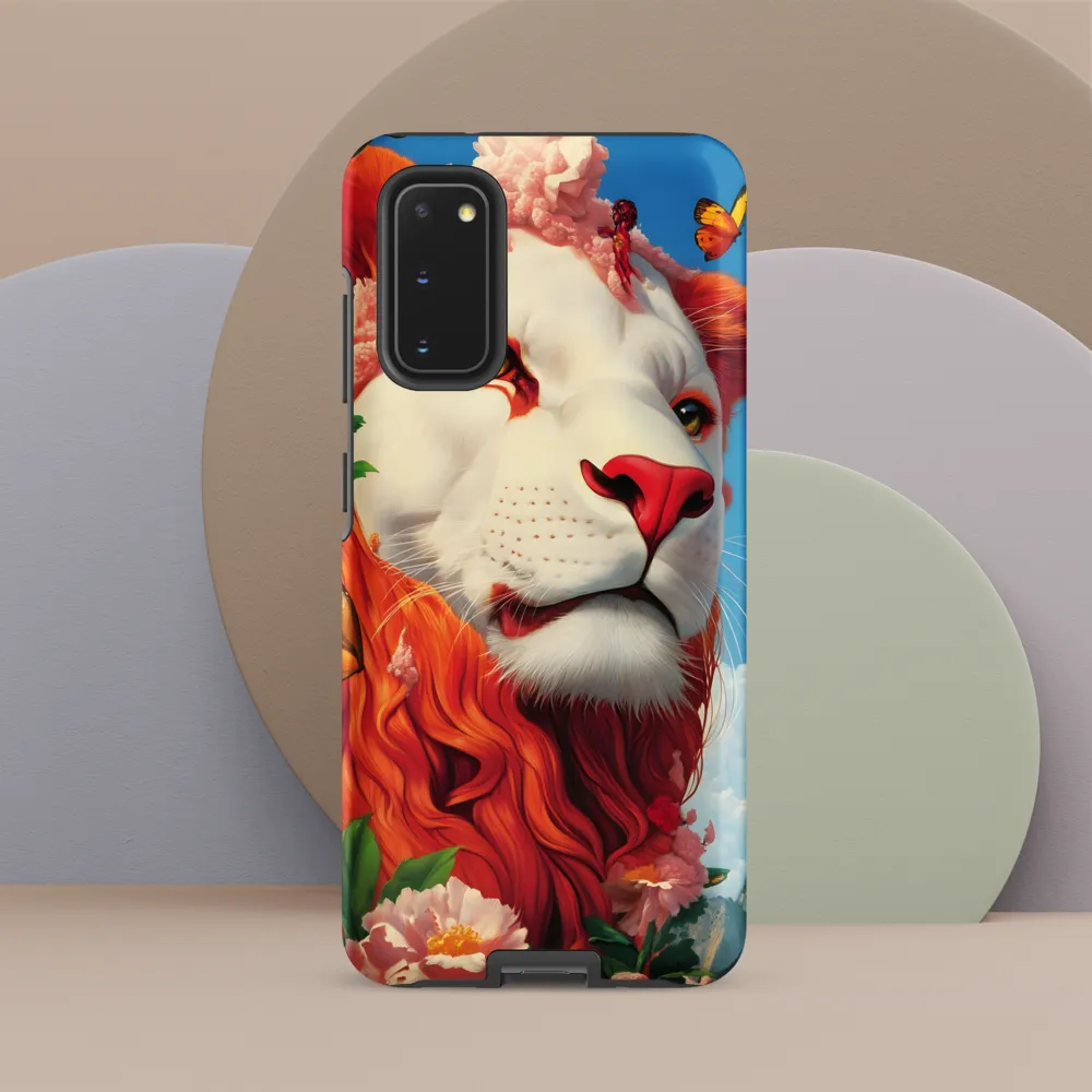 Majestic Lion Amidst Floral Splendor