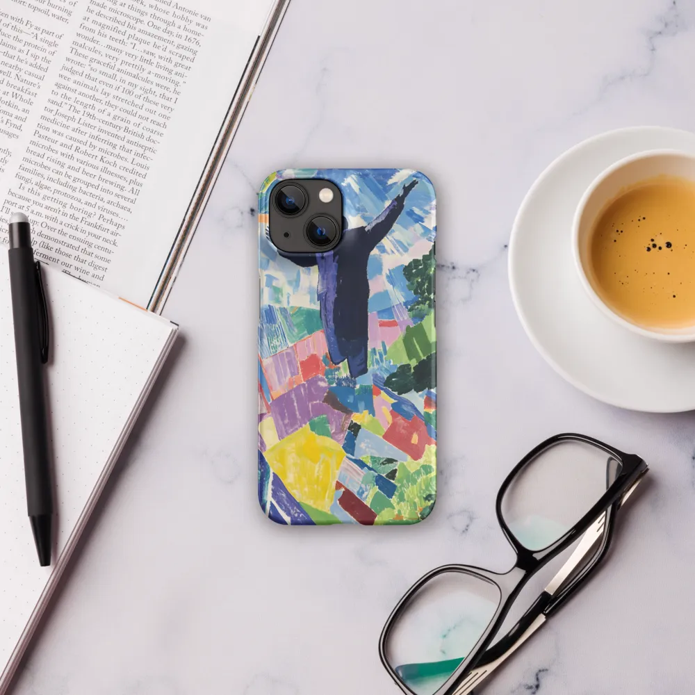 Elysium: A Soaring Figure Amidst Colorful Landscapes | Phone Case |  14 | Snap Case | Matte