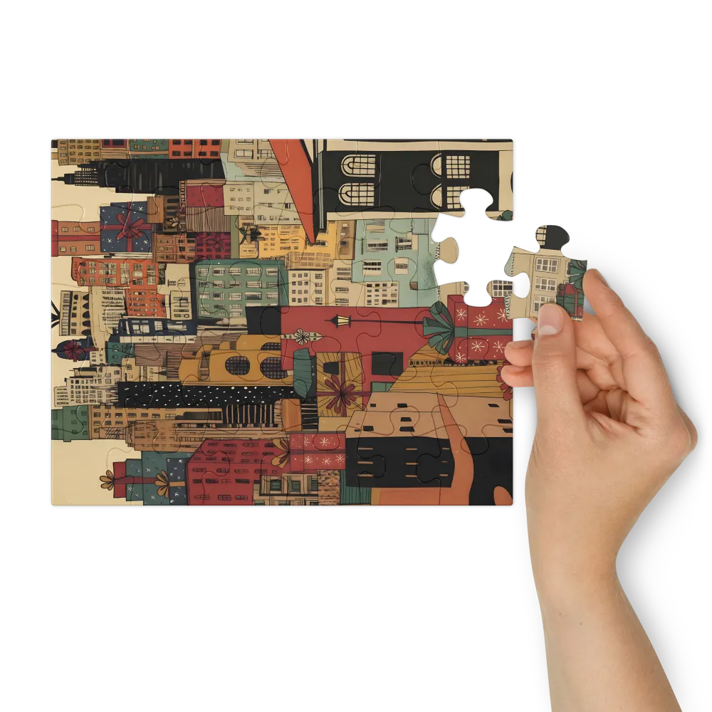 Wrapped City 
 Jigsaw Puzzle in Tin Box