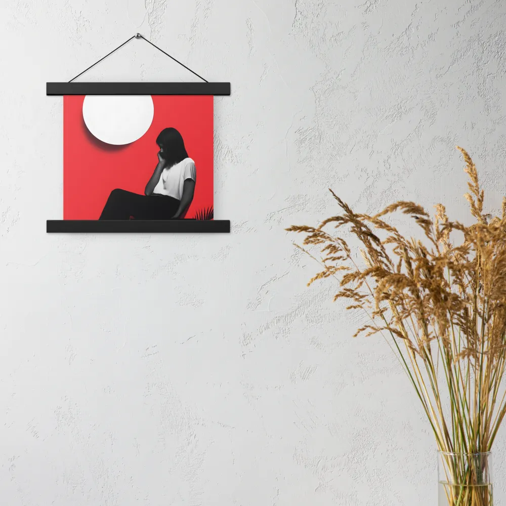 Contemplation in Red | Poster With Black Wood Hanger | 10″×10″