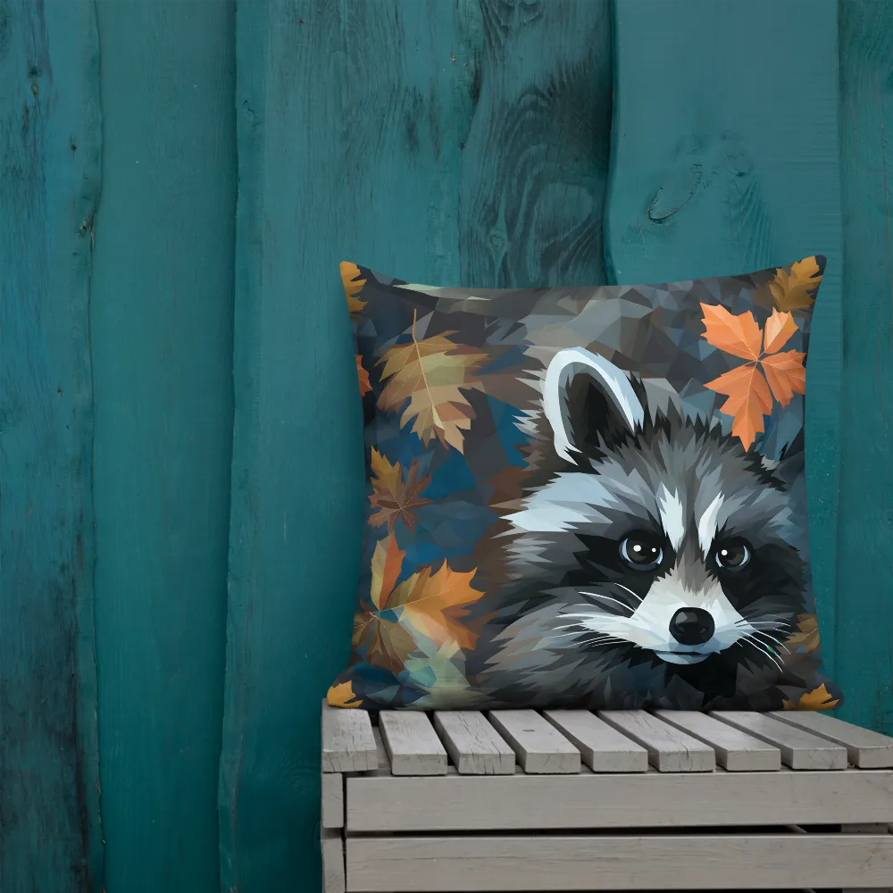 Whispers of Autumn: The Raccoon's Gaze | Pillow | 22″×22″