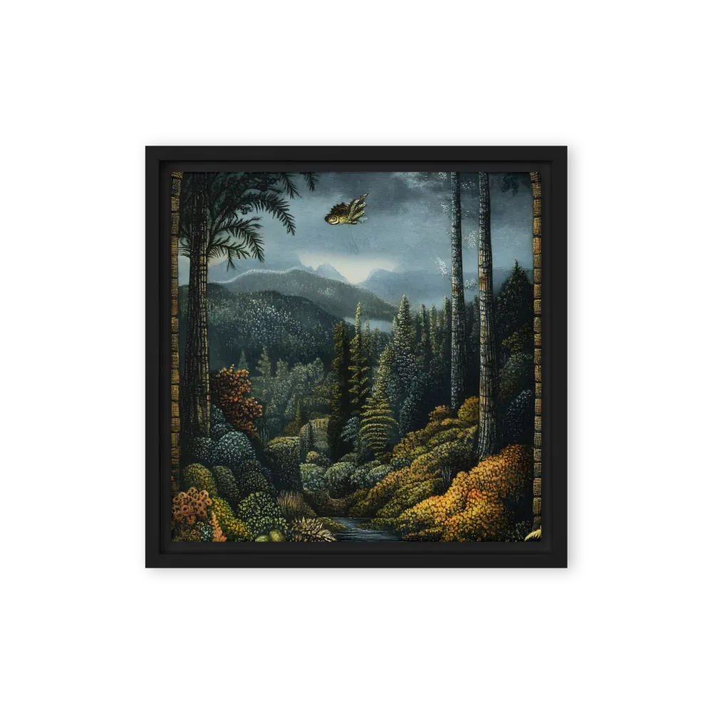 Whispers of the Enchanted Forest | Canvas with Black Frame | 12″×12″