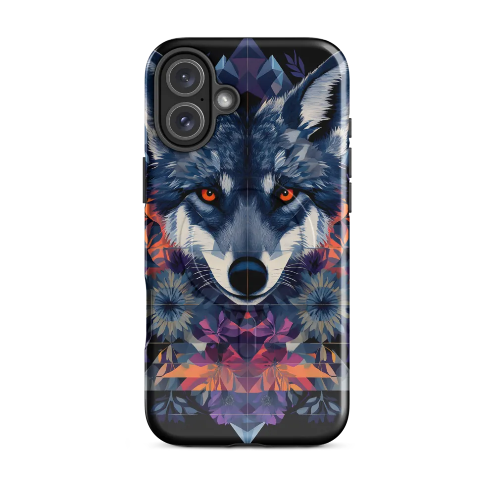 Mystical Wolf Amidst Floral Geometry