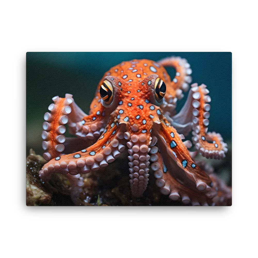 Curiosity of the Deep: The Orange Octopus | Thin Canvas | 18″×24″