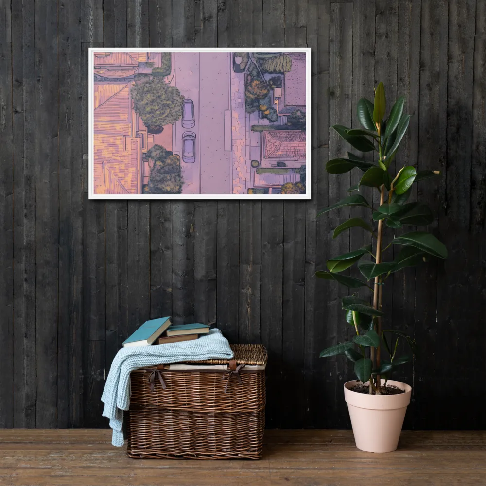 Aerial Serenity: Suburban Oasis | Canvas with White Frame | 24″×36″