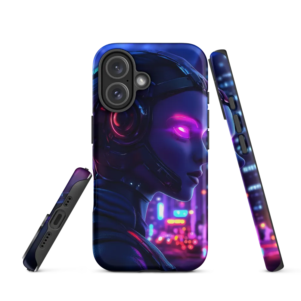 Neon Dreams: A Cyborg's Mystique | Phone Case