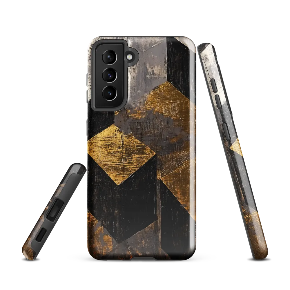 Geometric Harmony in Gold and Black | Phone Case |  S21 | Tough Case | Glossy