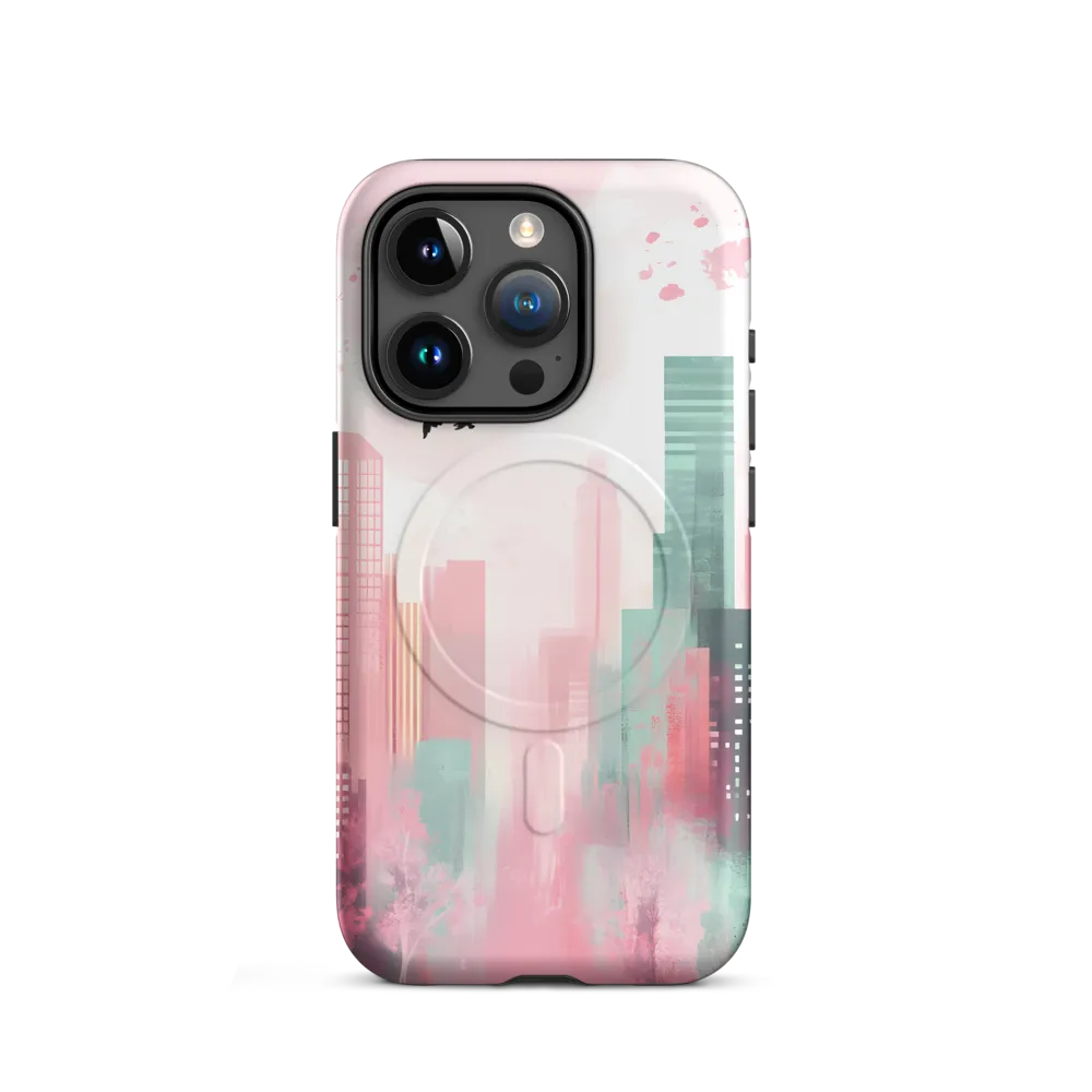 Dreamy Cityscape in Pink and Cyan