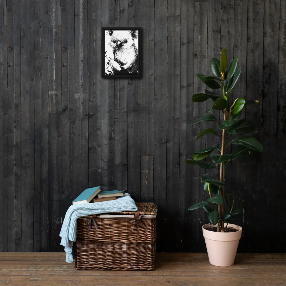 Whimsical Koala in Ink | Canvas with Black Frame | 9″×12″