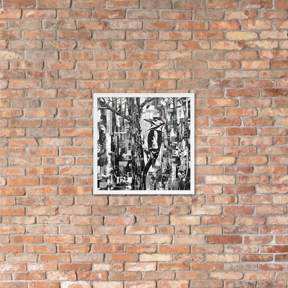 Woodpecker Collage 
 Poster with White Frame | 18″x 18″