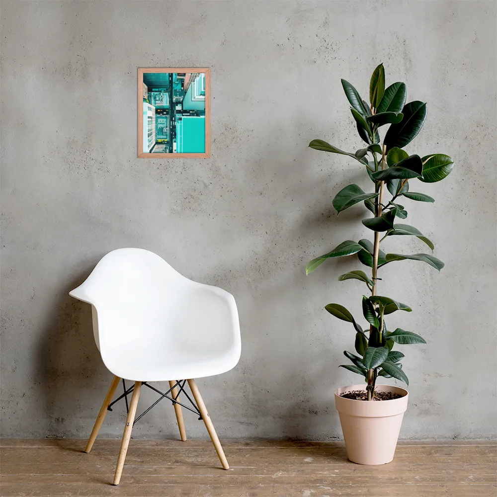 Urban Geometry: Aerial Perspective | Poster with Red oak Frame | 11″×14″
