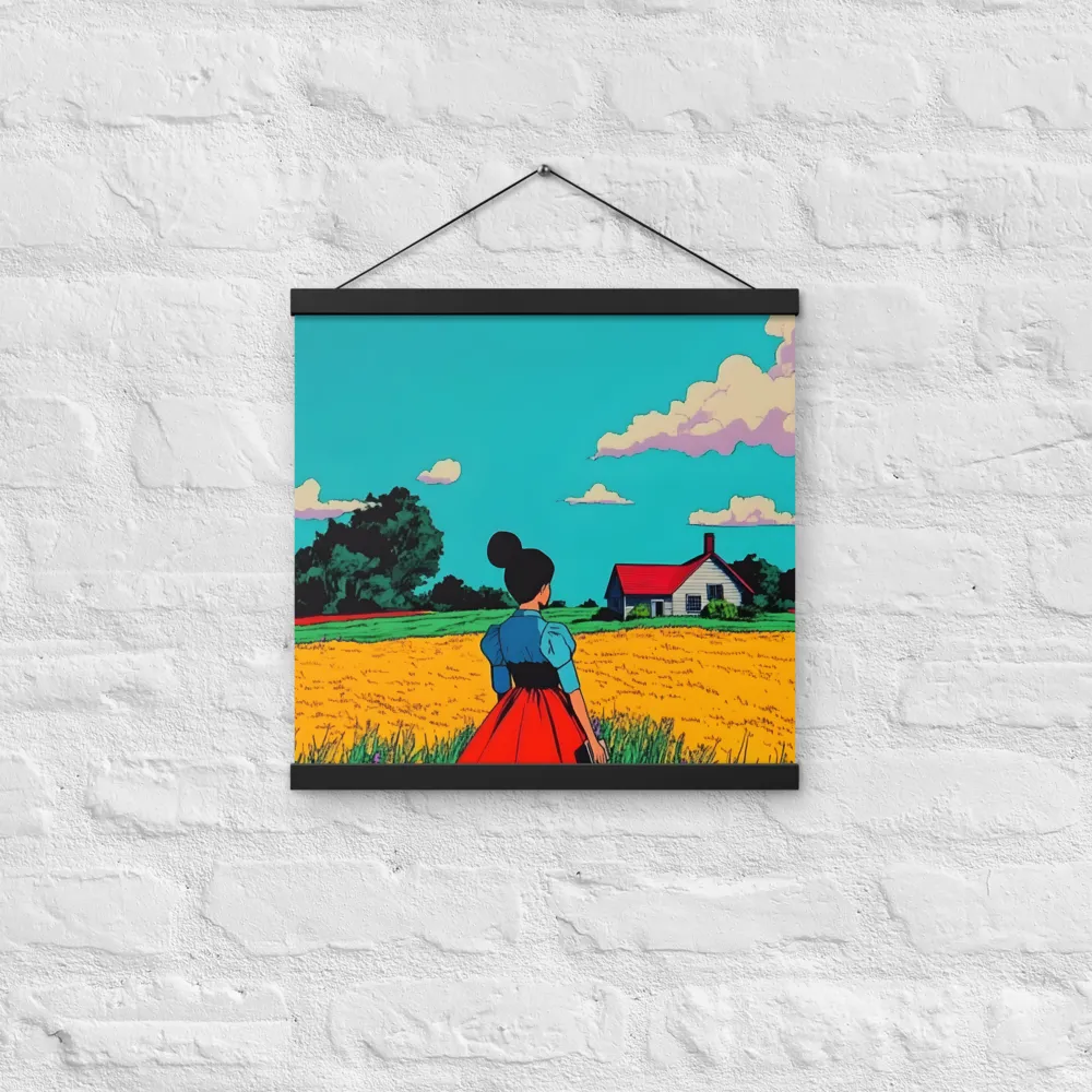Whispers of a Sunlit Meadow | Poster With Black Wood Hanger | 16″×16″