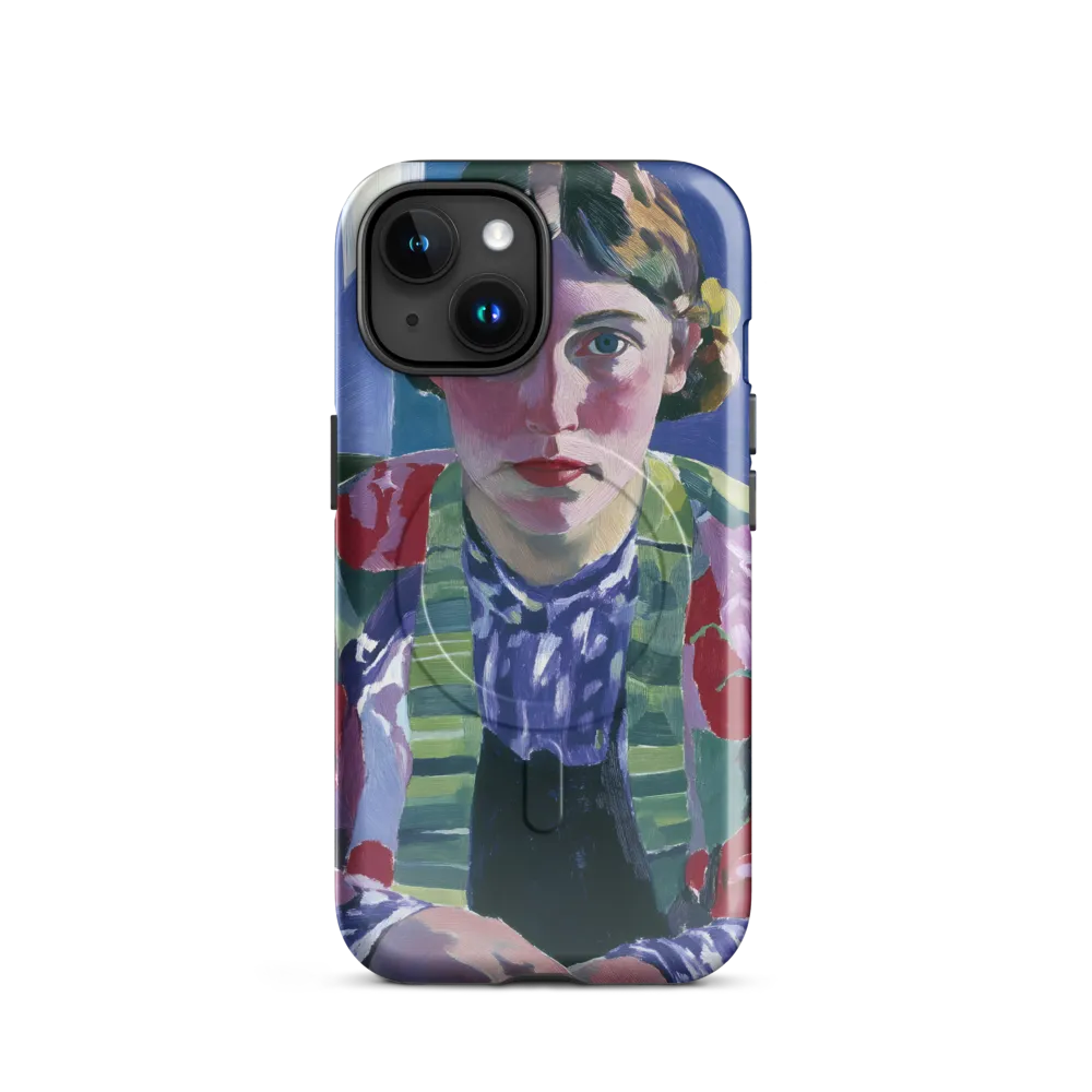 Vibrant Gaze: A Modernist Portrait | Phone Case |  15 | MagSafe® Tough Case | Glossy