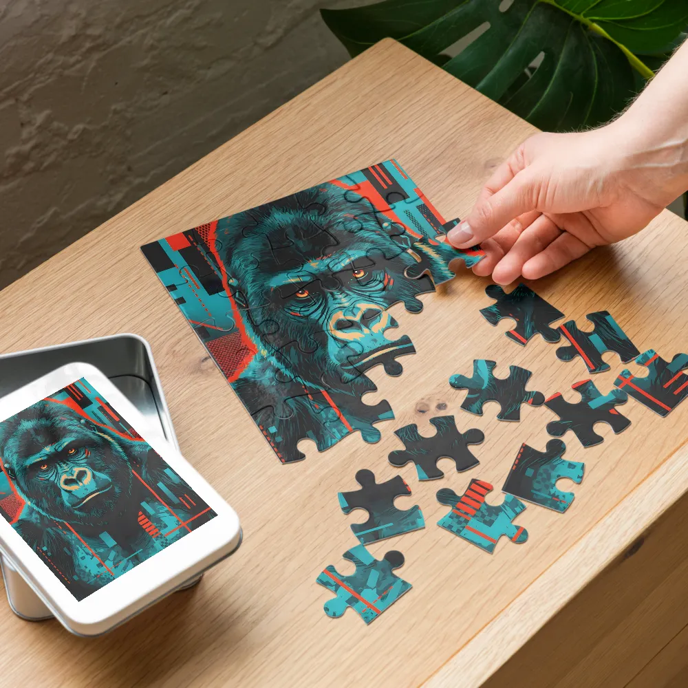 Neon Gorilla 
 Jigsaw Puzzle in Tin Box