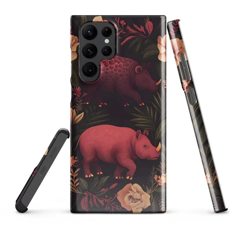 Rhinos in Floral Embrace
