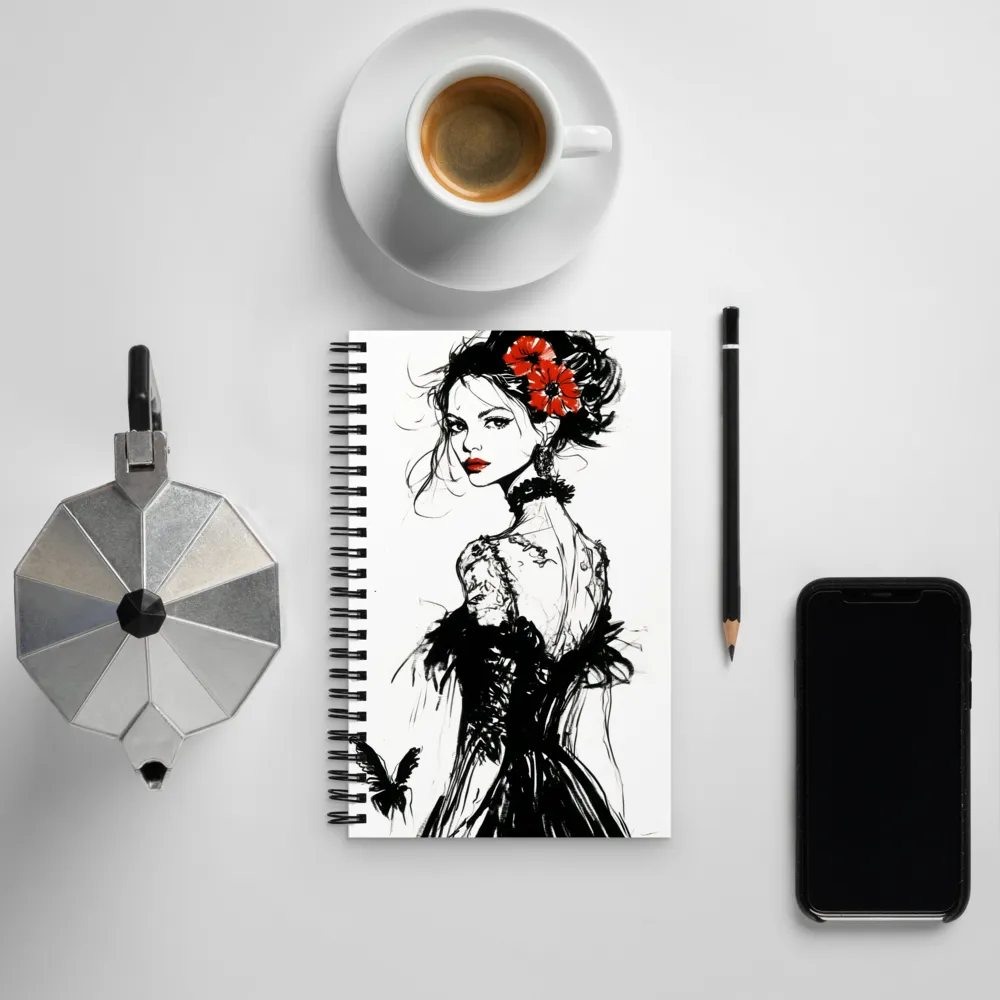 Elegance in Black and Red | Spiral Notebook