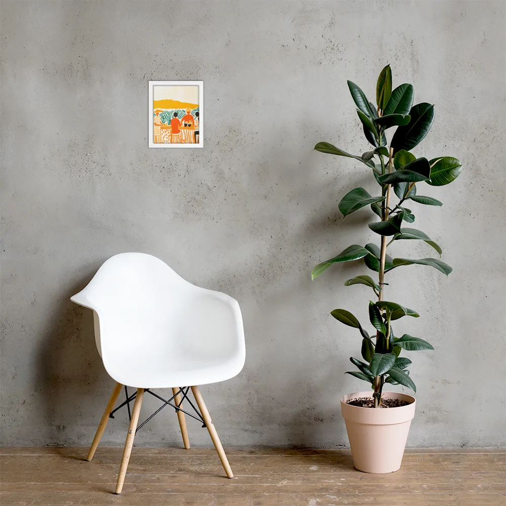 Summer Vibes: Café Conversations | Poster with White Frame | 8″×10″