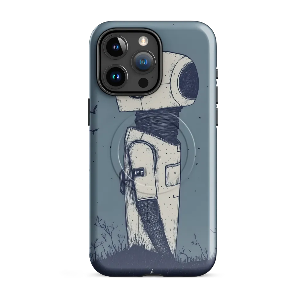 Contemplative Robot in a Barren Landscape | Phone Case |  15 Pro Max | MagSafe® Tough Case | Glossy
