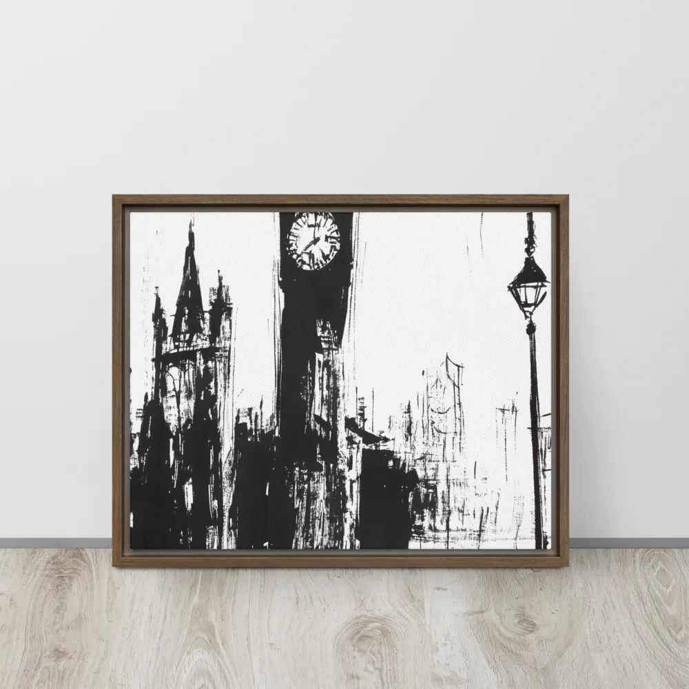Clock Tower in Motion | Canvas with Brown Frame | 16″×20″