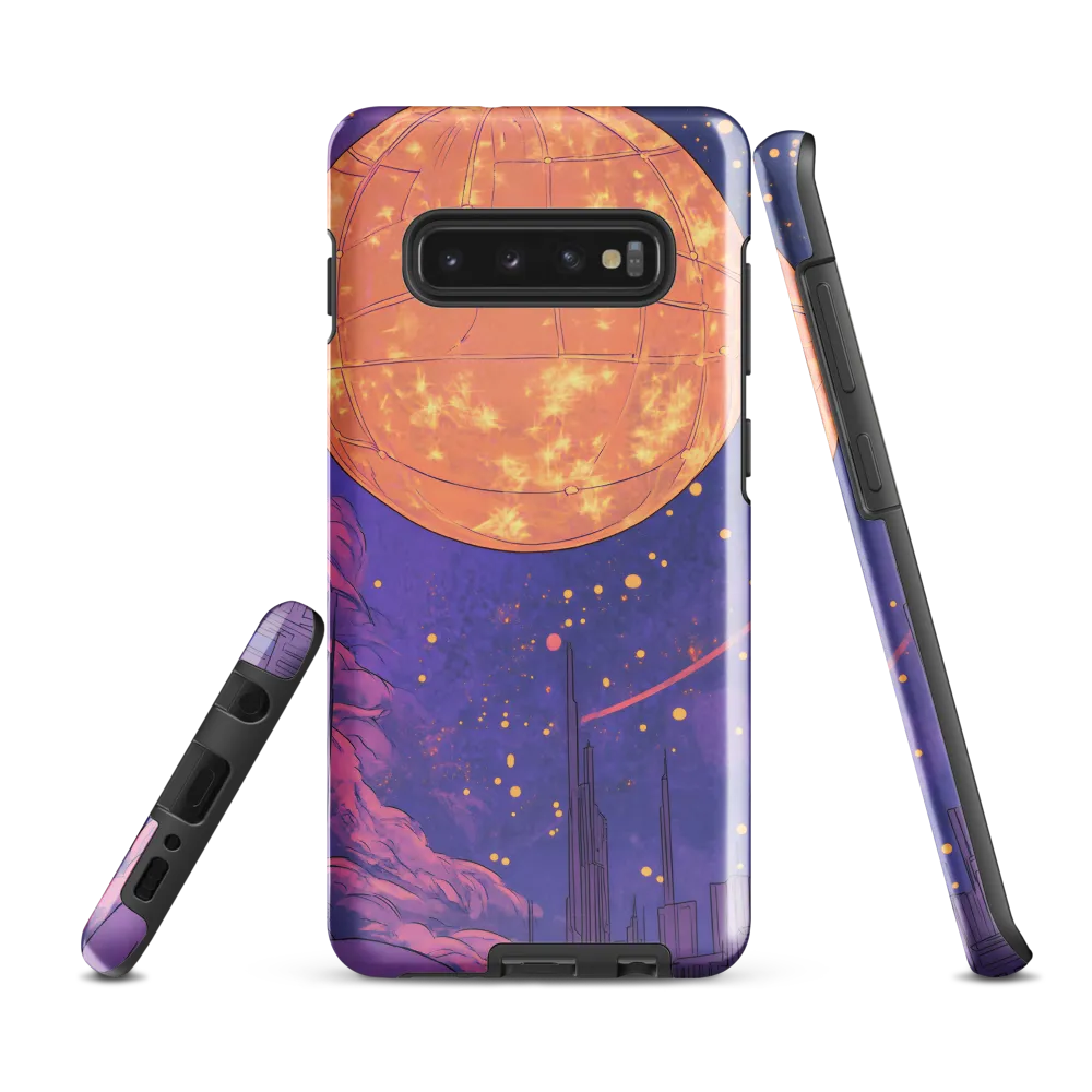 Celestial Cityscape: A Dance of Colors | Phone Case |  S10 Plus | Tough Case | Glossy