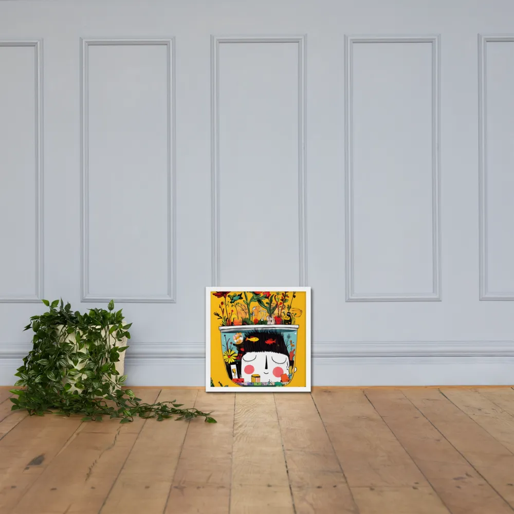 Whimsical Garden Head | Poster with White Frame | 16″×16″