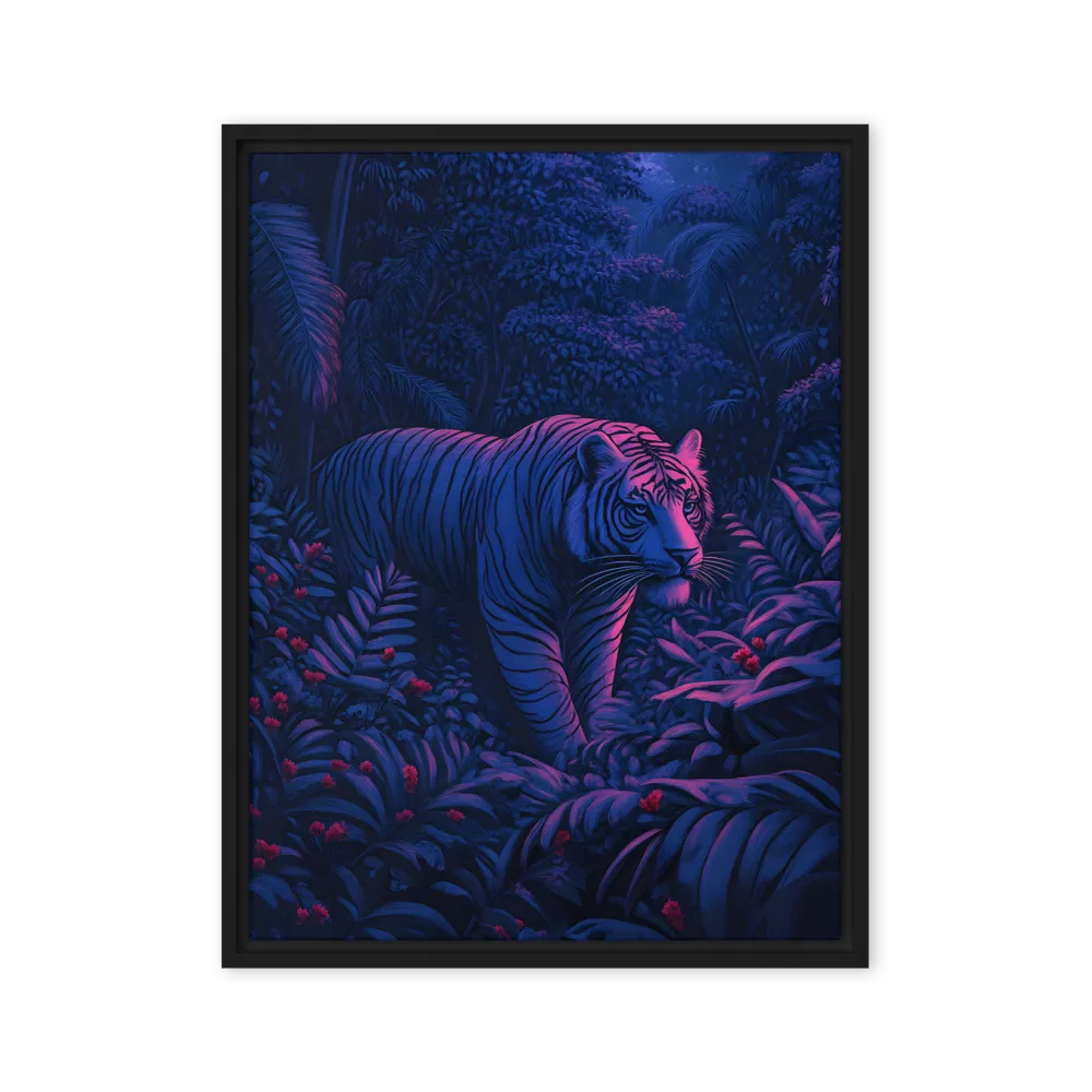 Mystic Prowler: The White Tiger in the Jungle | Canvas with Black Frame | 24″×32″
