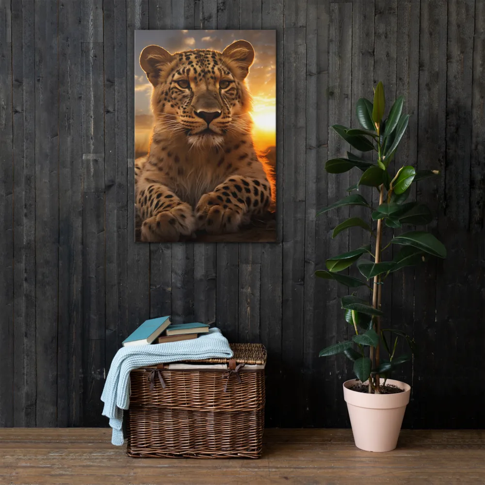Regal Presence: The Leopard at Sunset | Thin Canvas | 24″×36″