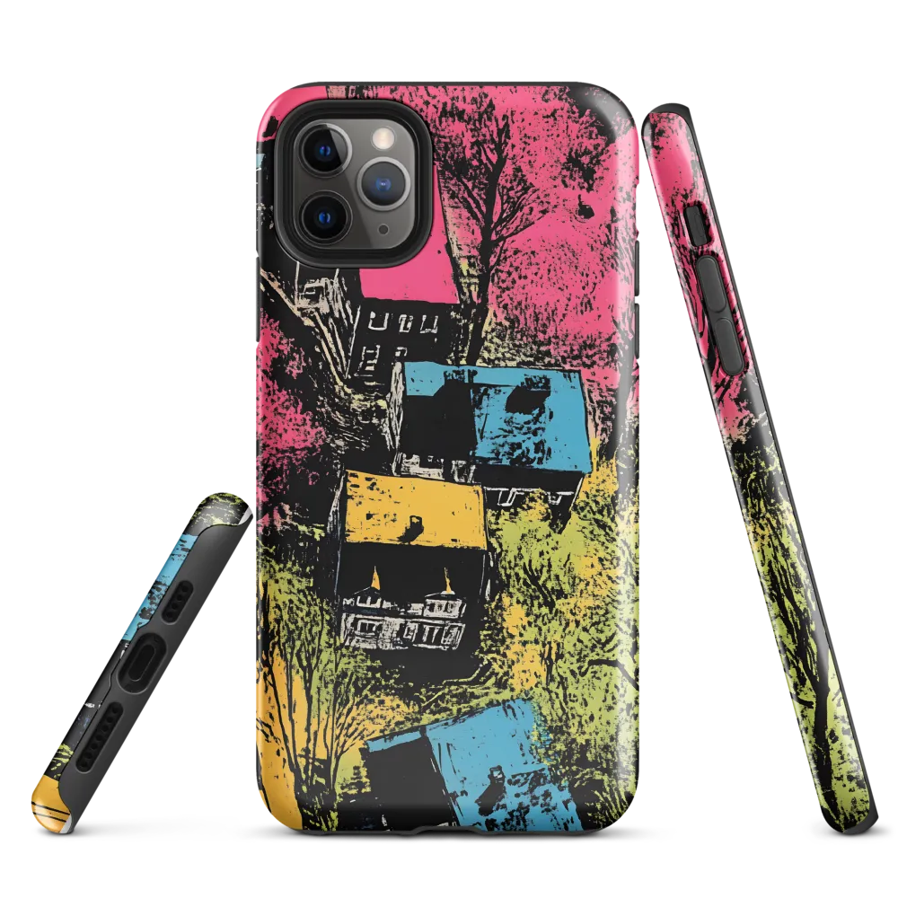 Whimsical Rooftops: A Colorful Landscape | Phone Case |  11 Pro Max | Tough Case | Glossy