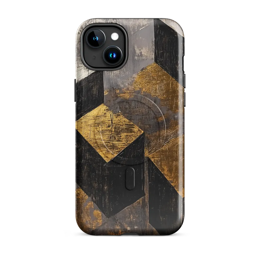 Geometric Harmony in Gold and Black | Phone Case |  15 Plus | MagSafe® Tough Case | Glossy