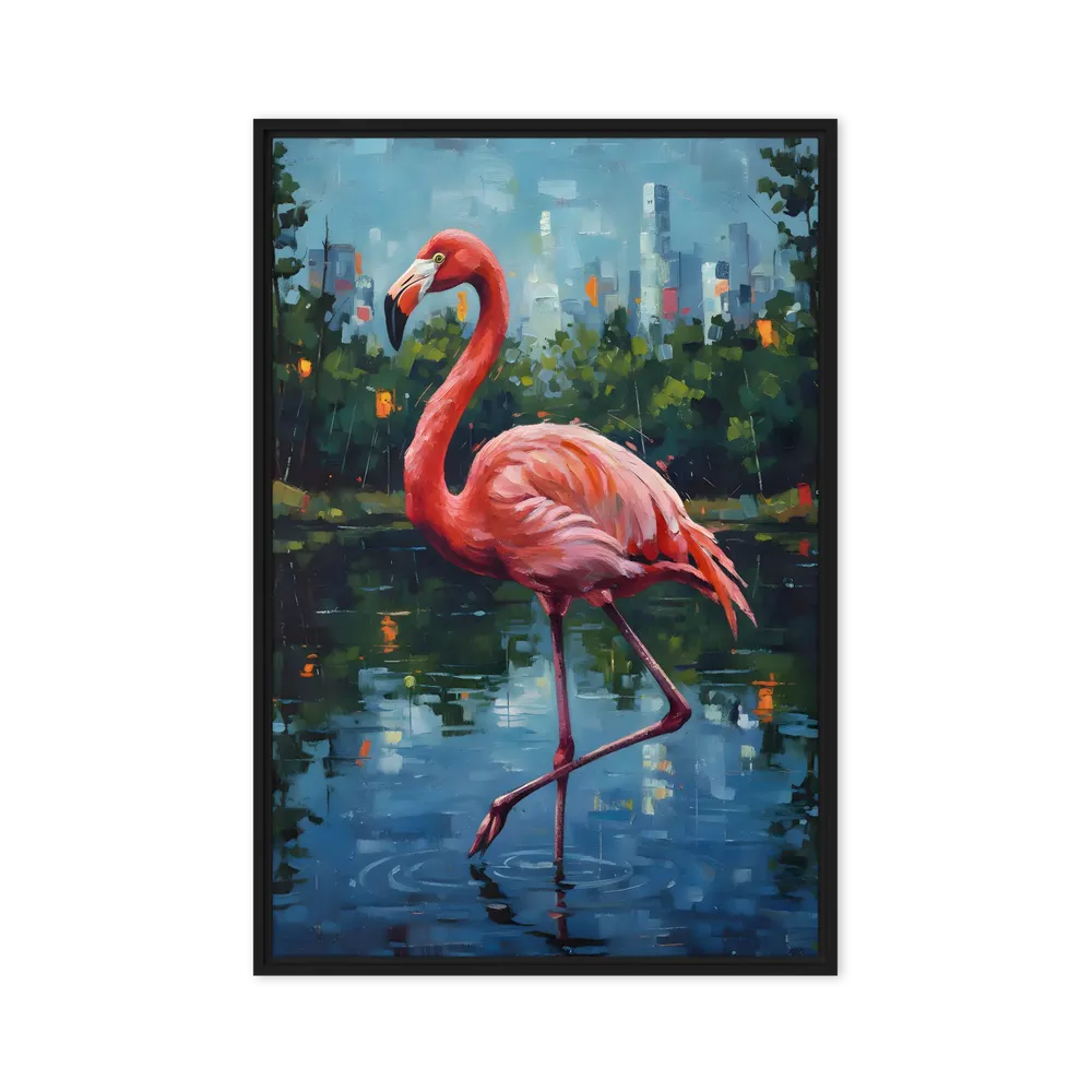 Urban Flamingo 
 Canvas with Black Frame