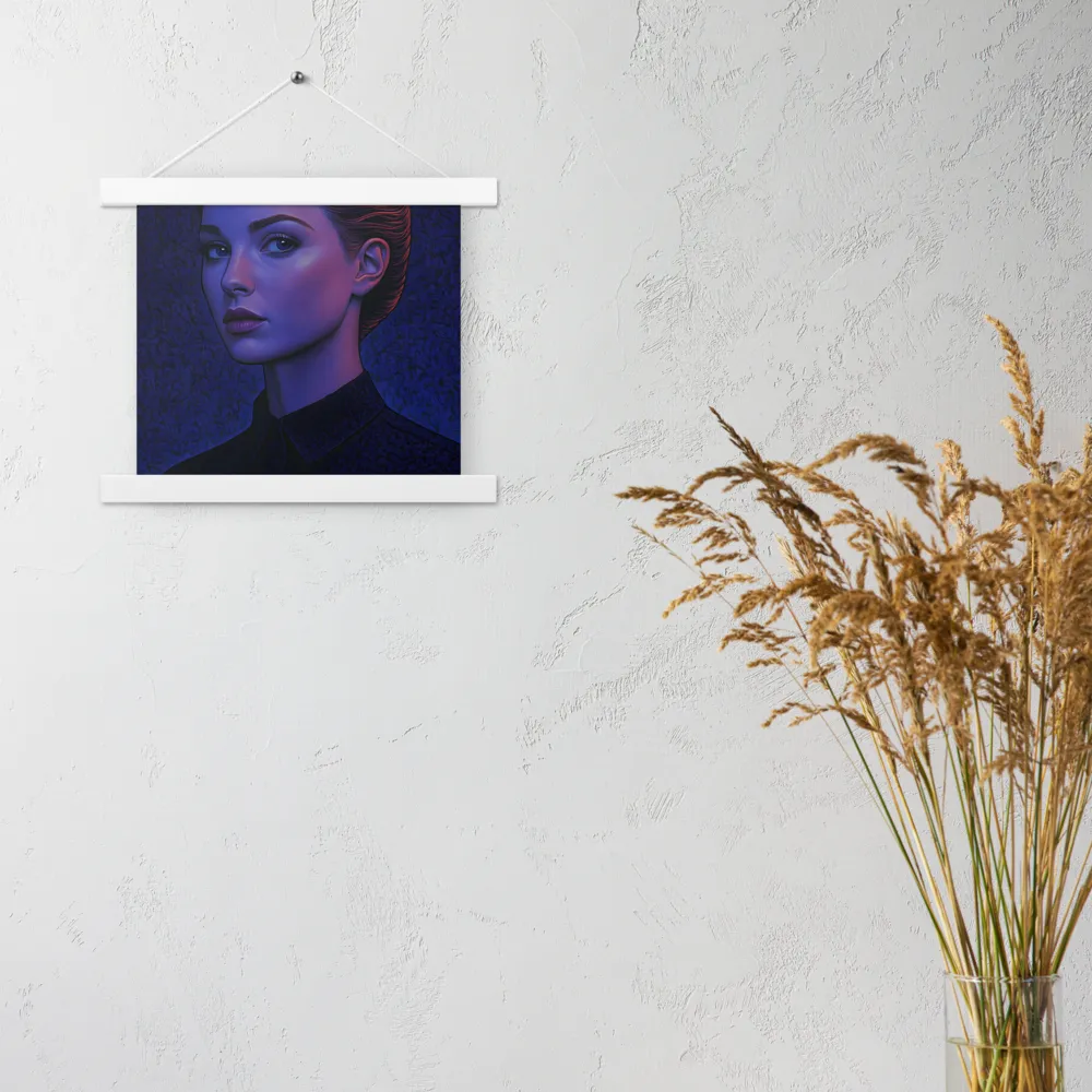 Ethereal Portrait in Blue and Red | Poster With White Wood Hanger | 10″×10″