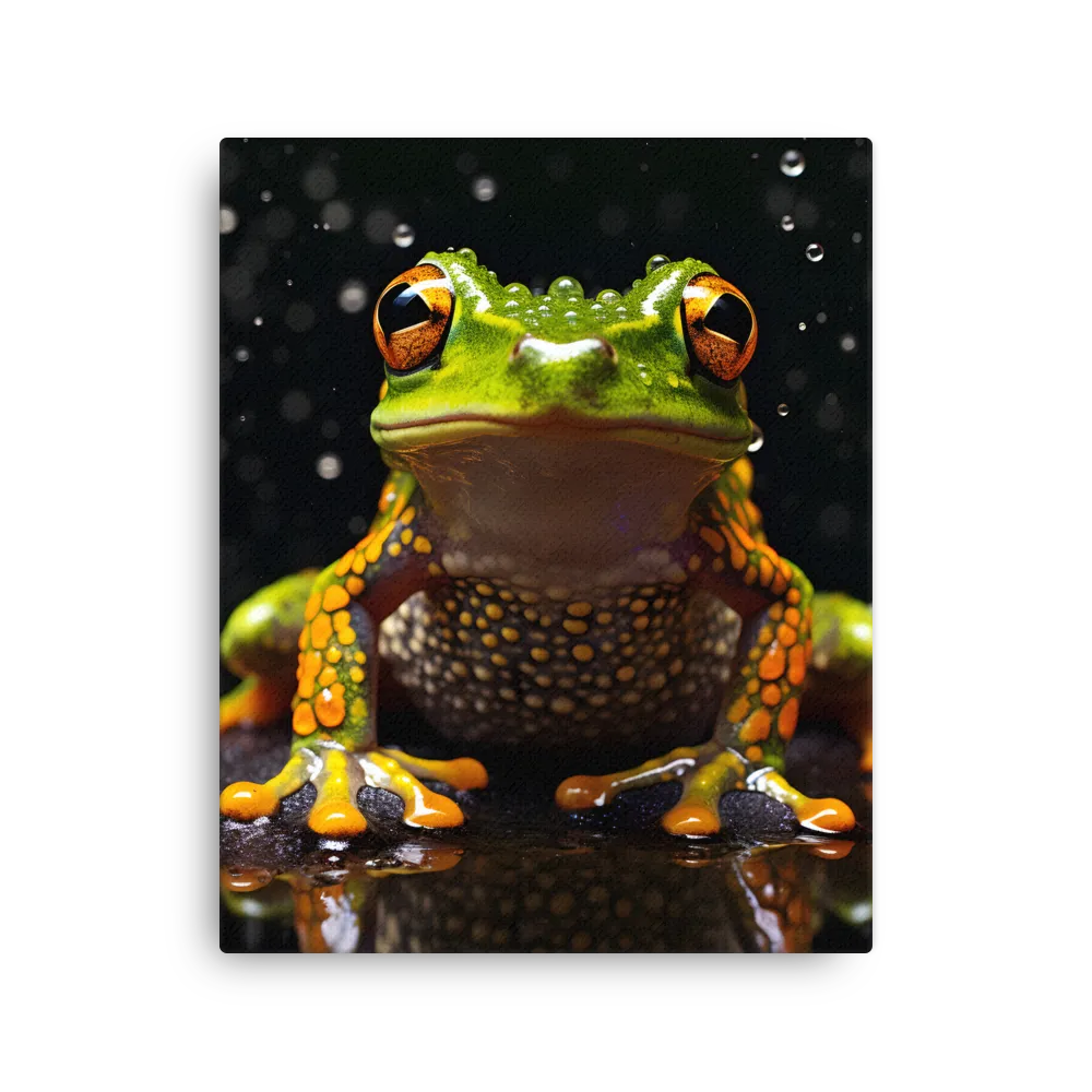 Emerald Elegance: The Frog in Focus | Thin Canvas | 16″×20″