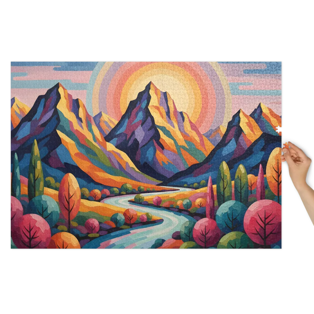 Rainbow Mountain Serenity 
 Jigsaw Puzzle in Tin Box