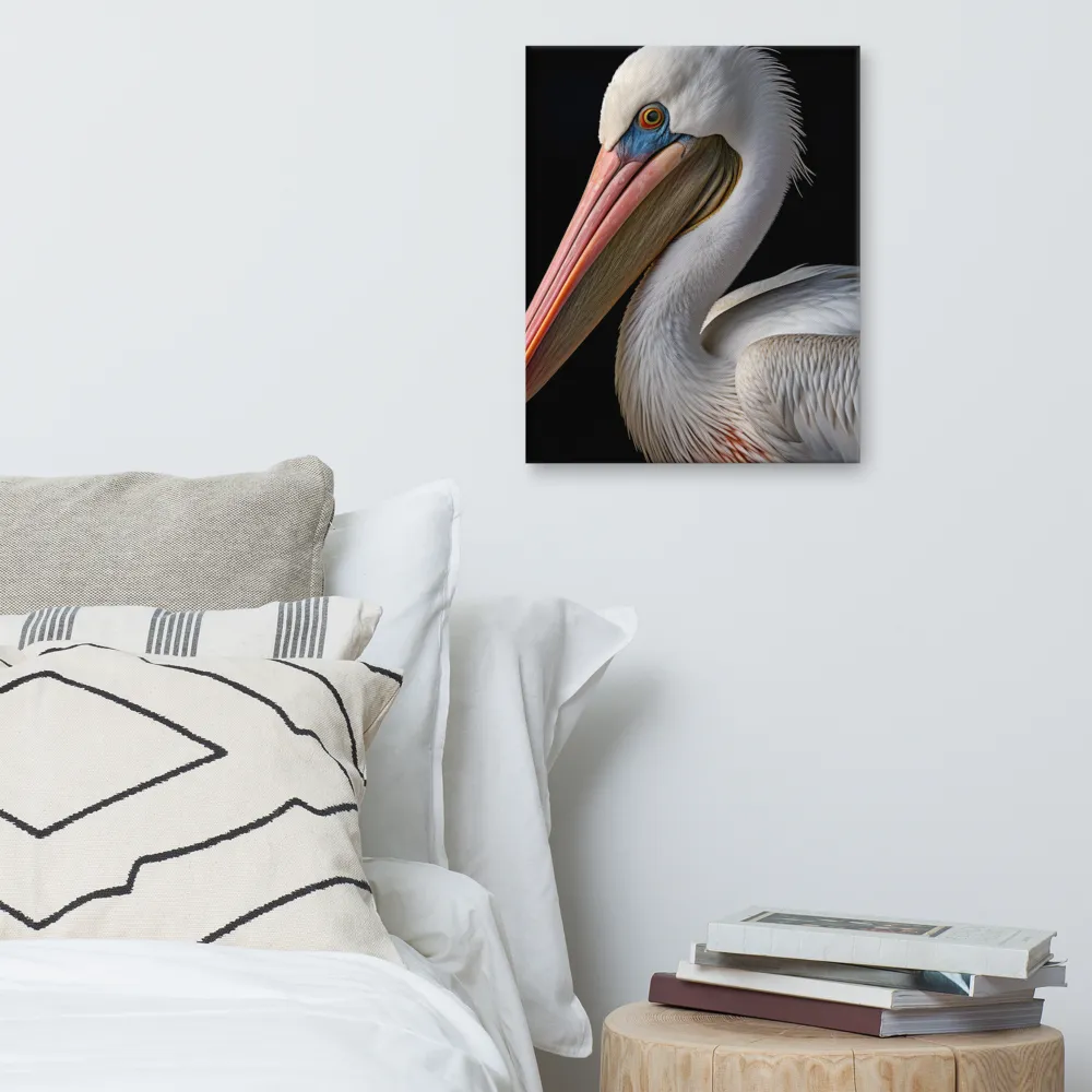 Elegance in White: The Pelican | Canvas | 16″×20″
