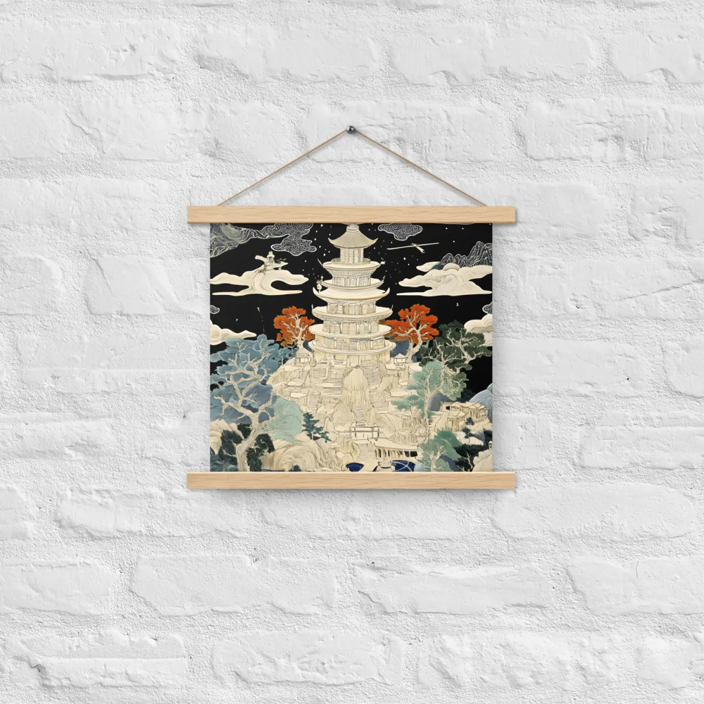 Whispers of the Pagoda | Poster With Oak Wood Hanger | 14″×14″