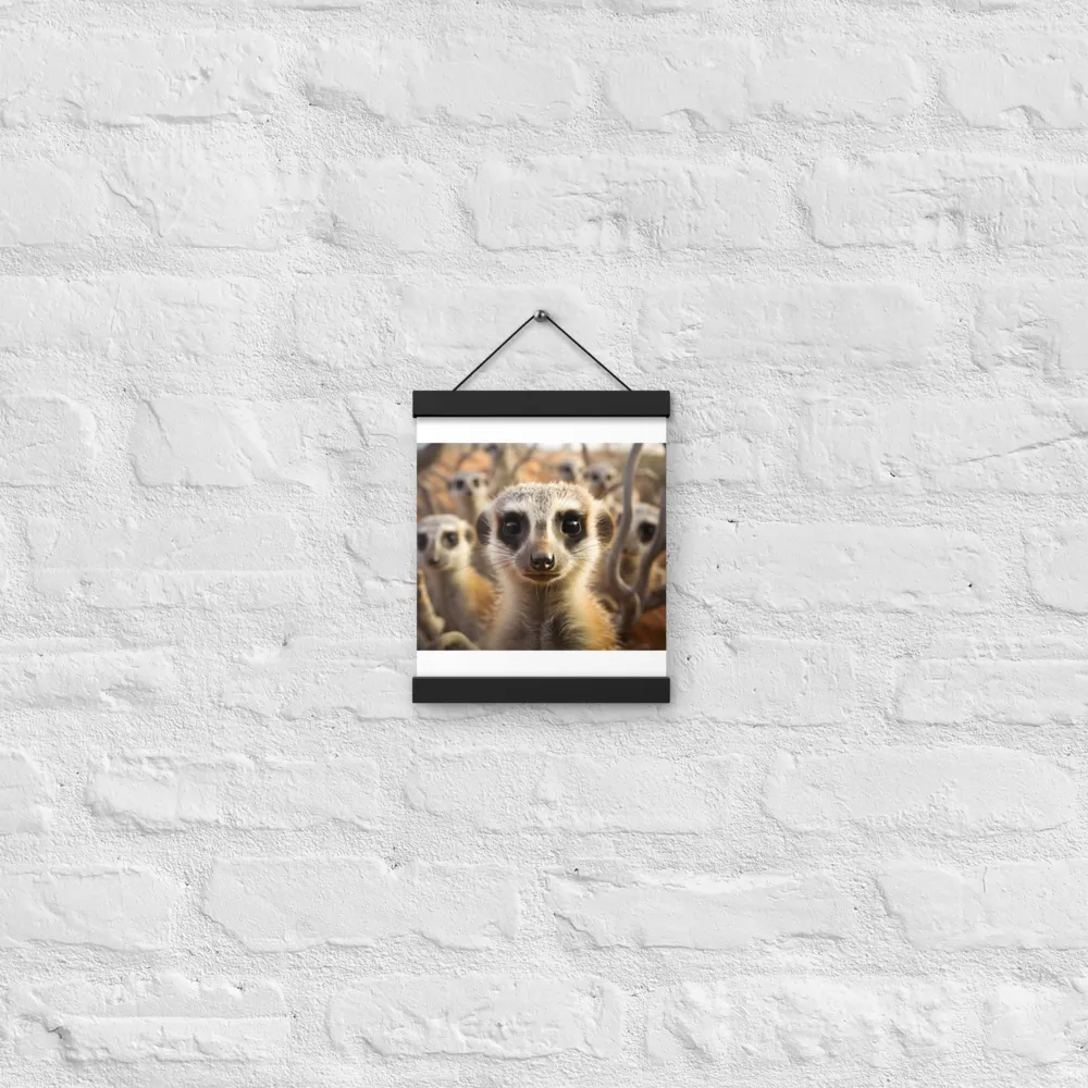 Curious Meerkats in Community | Poster With Black Wood Hanger | 8″×10″