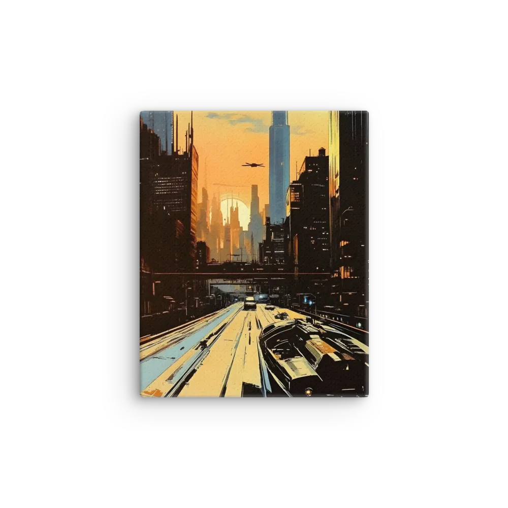 Metro Nexus: A Futuristic Cityscape | Thin Canvas | 8″×10″