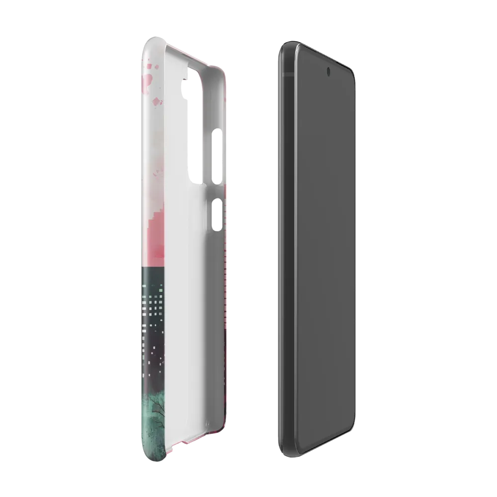 Dreamy Cityscape in Pink and Cyan