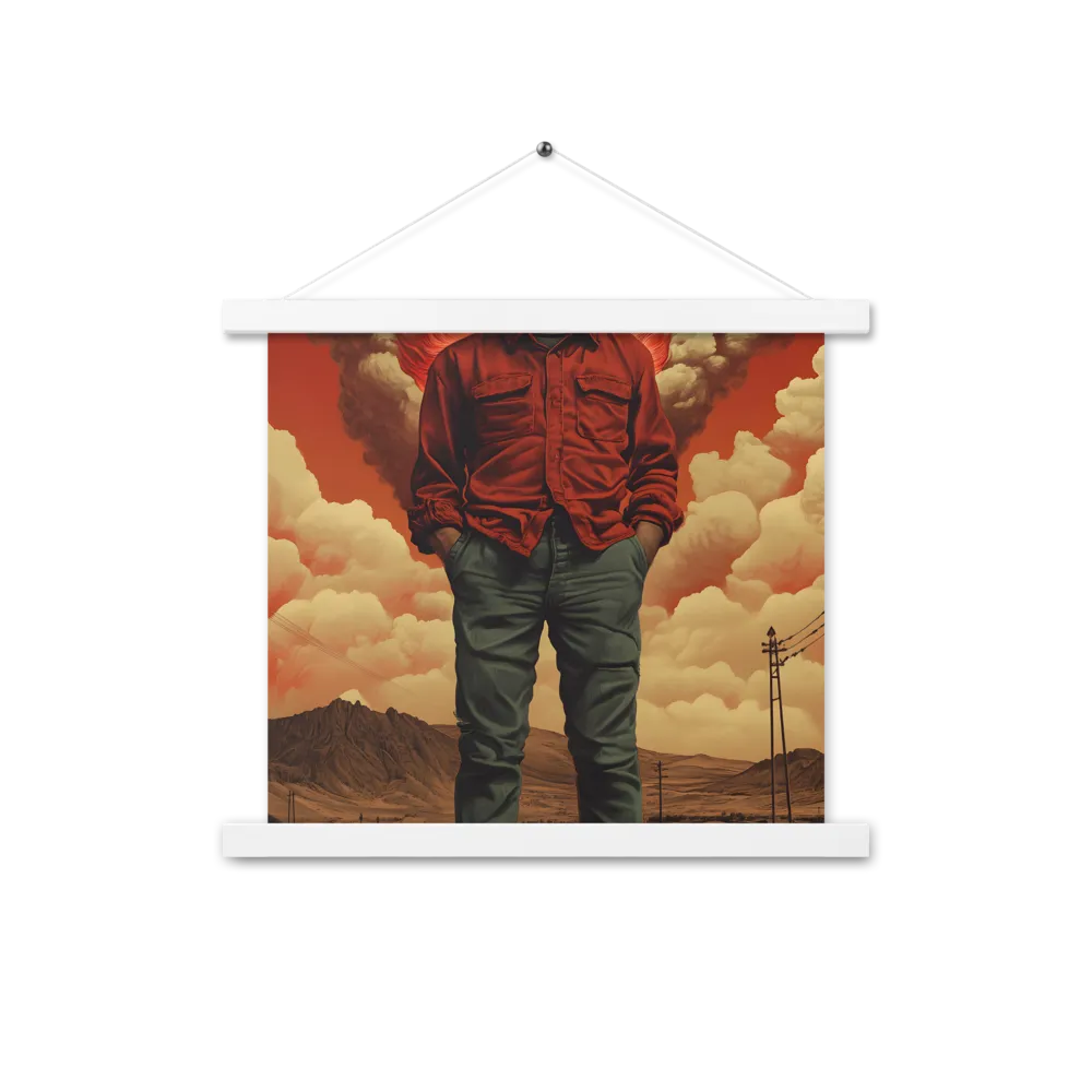 Defiant Spirit in a Surreal Landscape | Poster With White Wood Hanger | 14″×14″