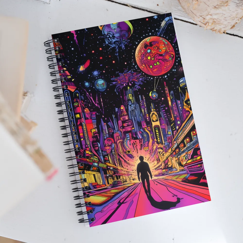 Journey into the Neon Cosmos | Spiral Notebook