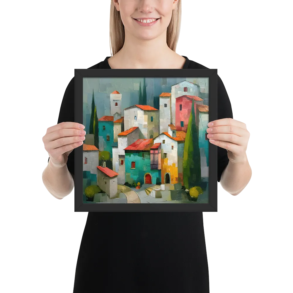 Cypress Village 
 Poster with Black Frame | 12″x 12″