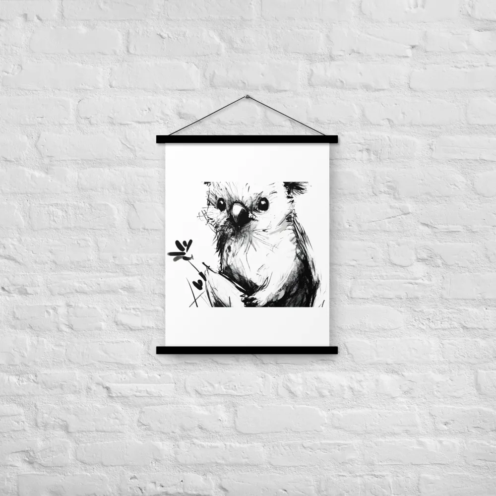 Whimsical Koala in Ink | Poster With Black Wood Hanger | 18″×24″