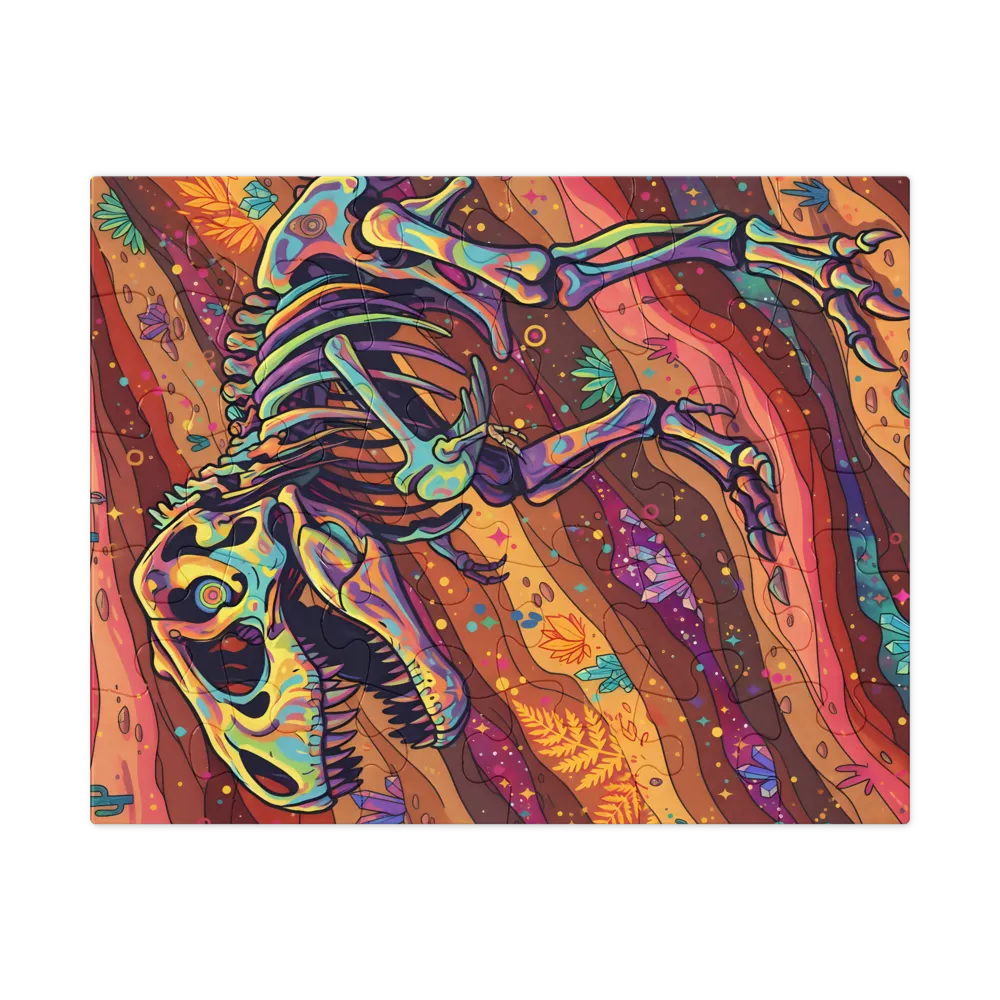 Prismatic T. Rex Skeleton 
 Jigsaw Puzzle in Tin Box