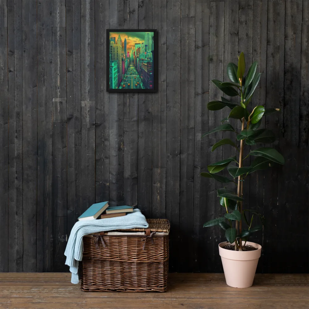 Urban Surrealism: Neon Dreams | Canvas with Black Frame | 11″×14″