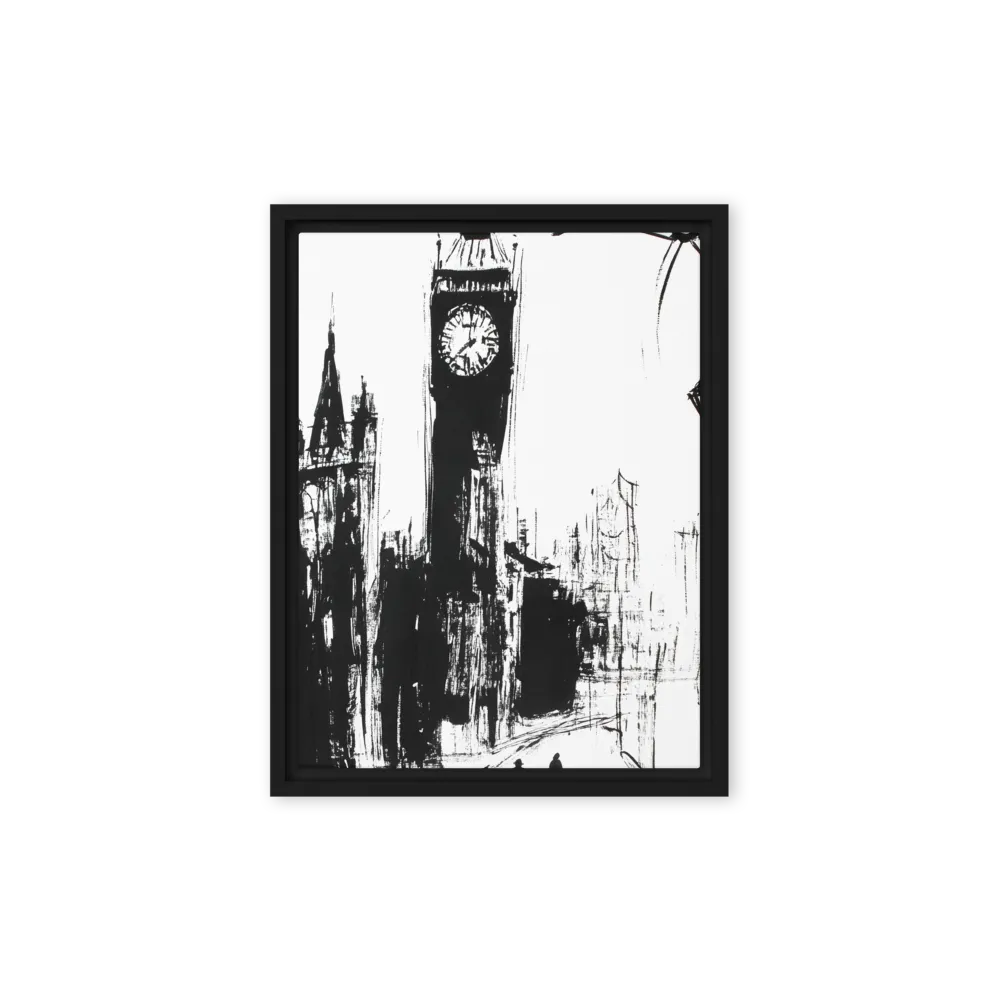 Clock Tower in Motion | Canvas with Black Frame | 9″×12″