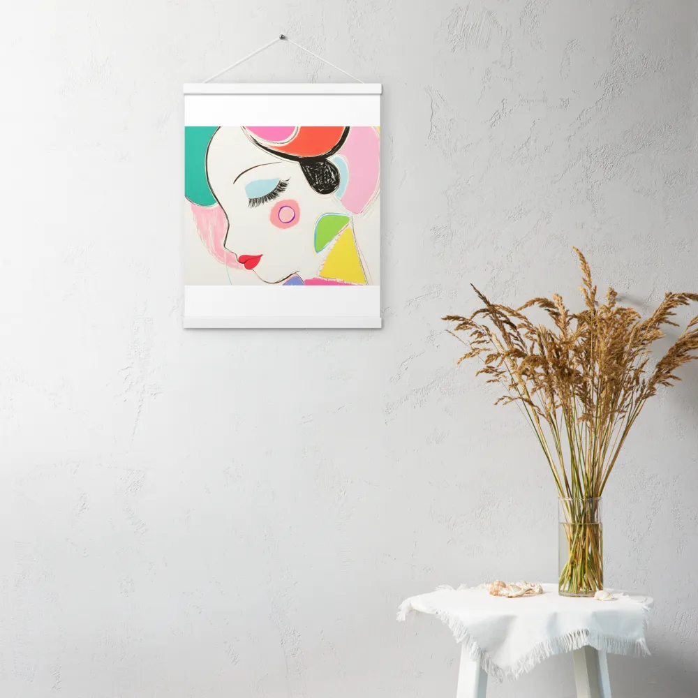 Whimsical Portrait in Colorful Abstraction | Poster With White Wood Hanger | 16″×20″