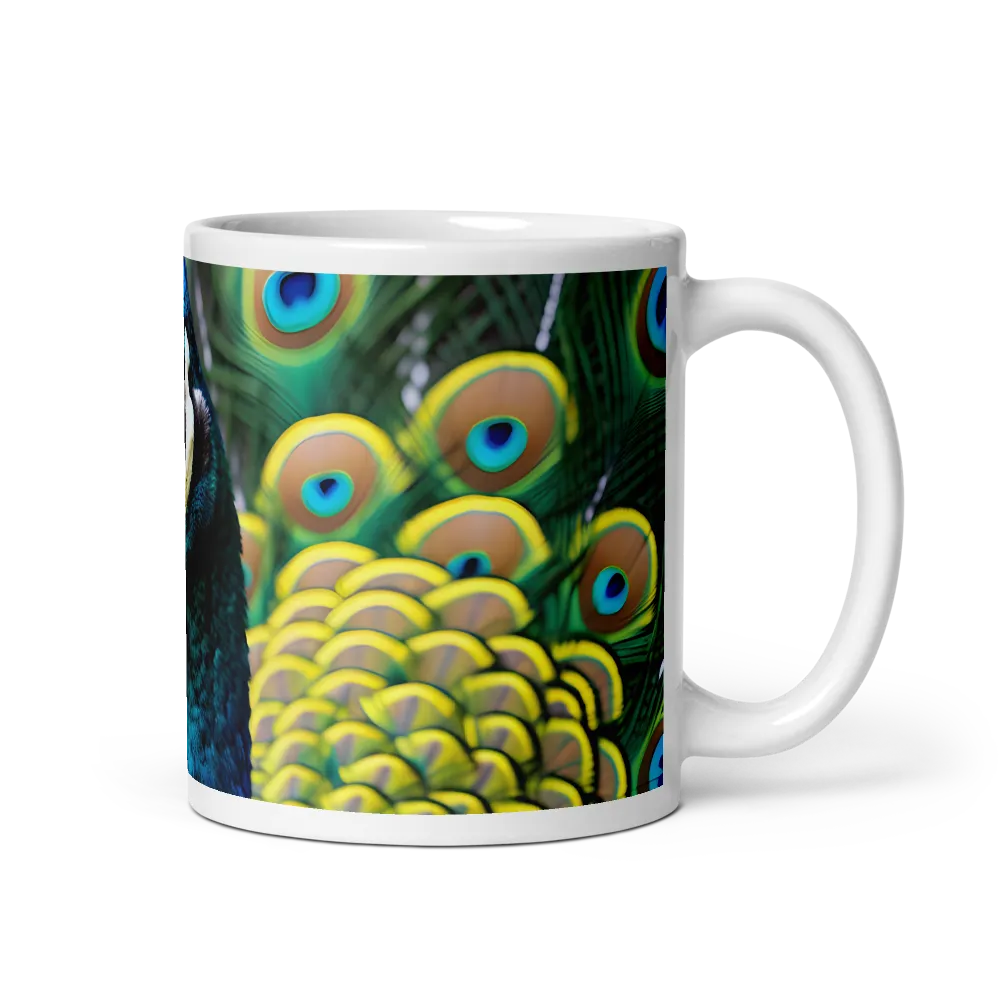 Regal Plumage: The Peacock's Splendor | Mug with White inside | 11 oz