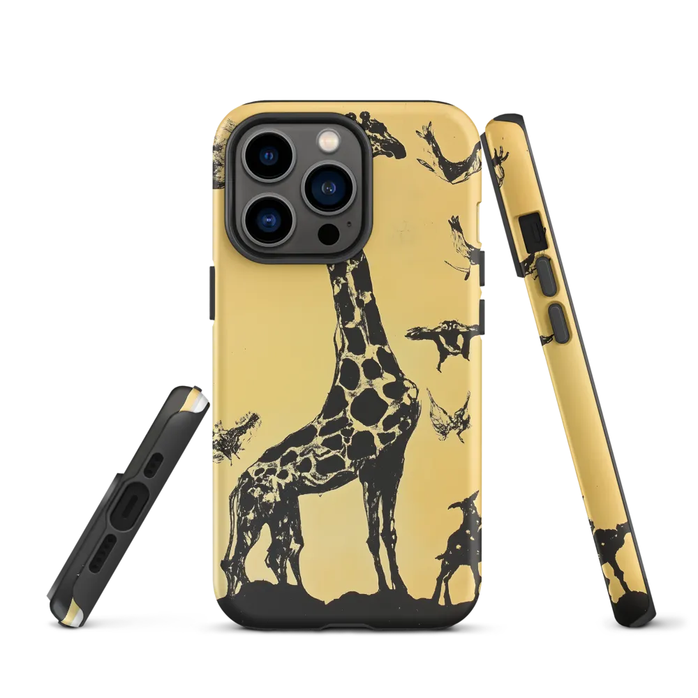 Whimsical Harmony of Giraffe and Birds