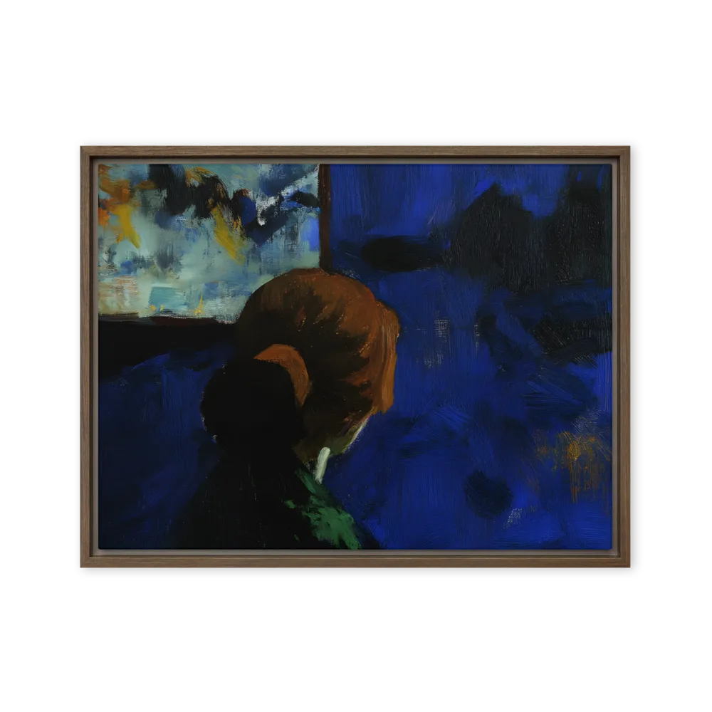 Contemplation Under the Night Sky | Canvas with Brown Frame | 18″×24″