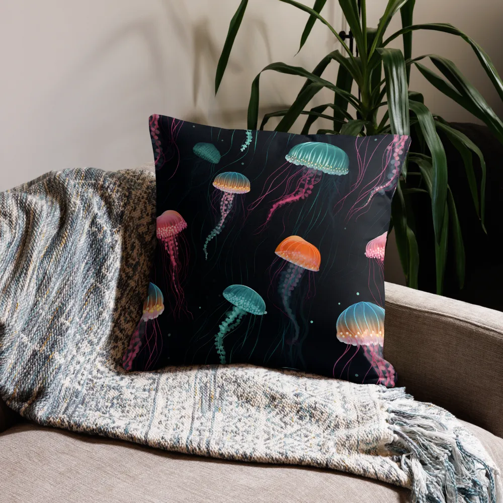 Ethereal Dance of Jellyfish | Pillow | 22″×22″